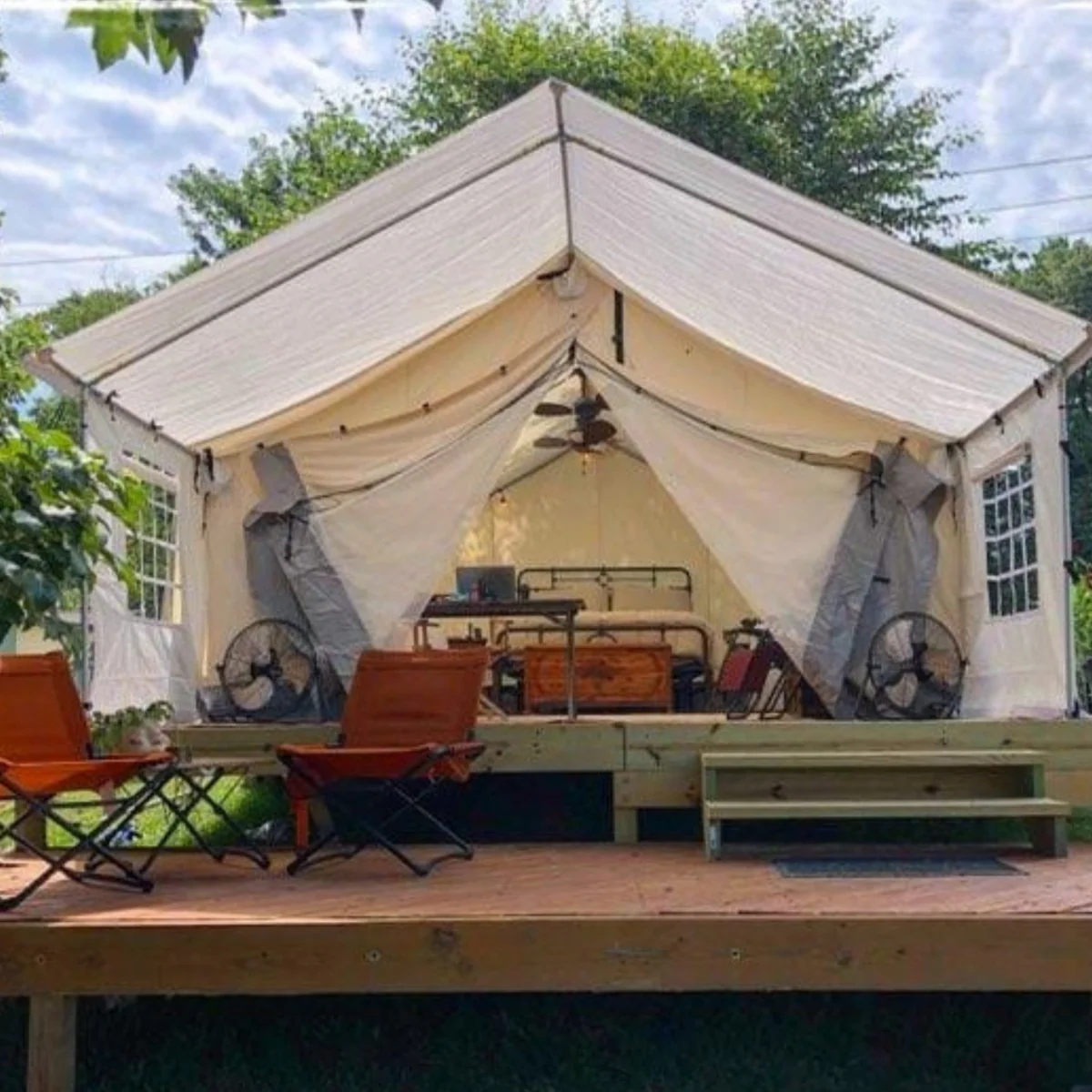 Alpha Wall Tent - 14' x 16' , Extended Flysheet & Porch (Fire Water repellent) - Image 7