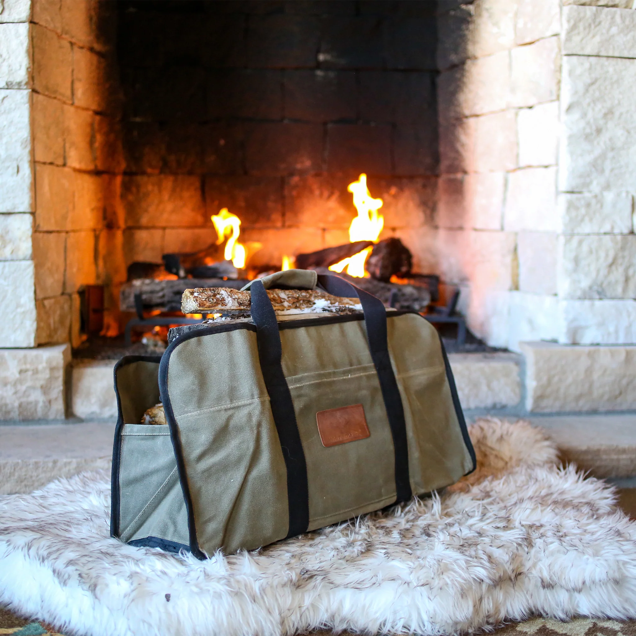 Tote Shape Canvas Firewood Log Carriers - Image 19