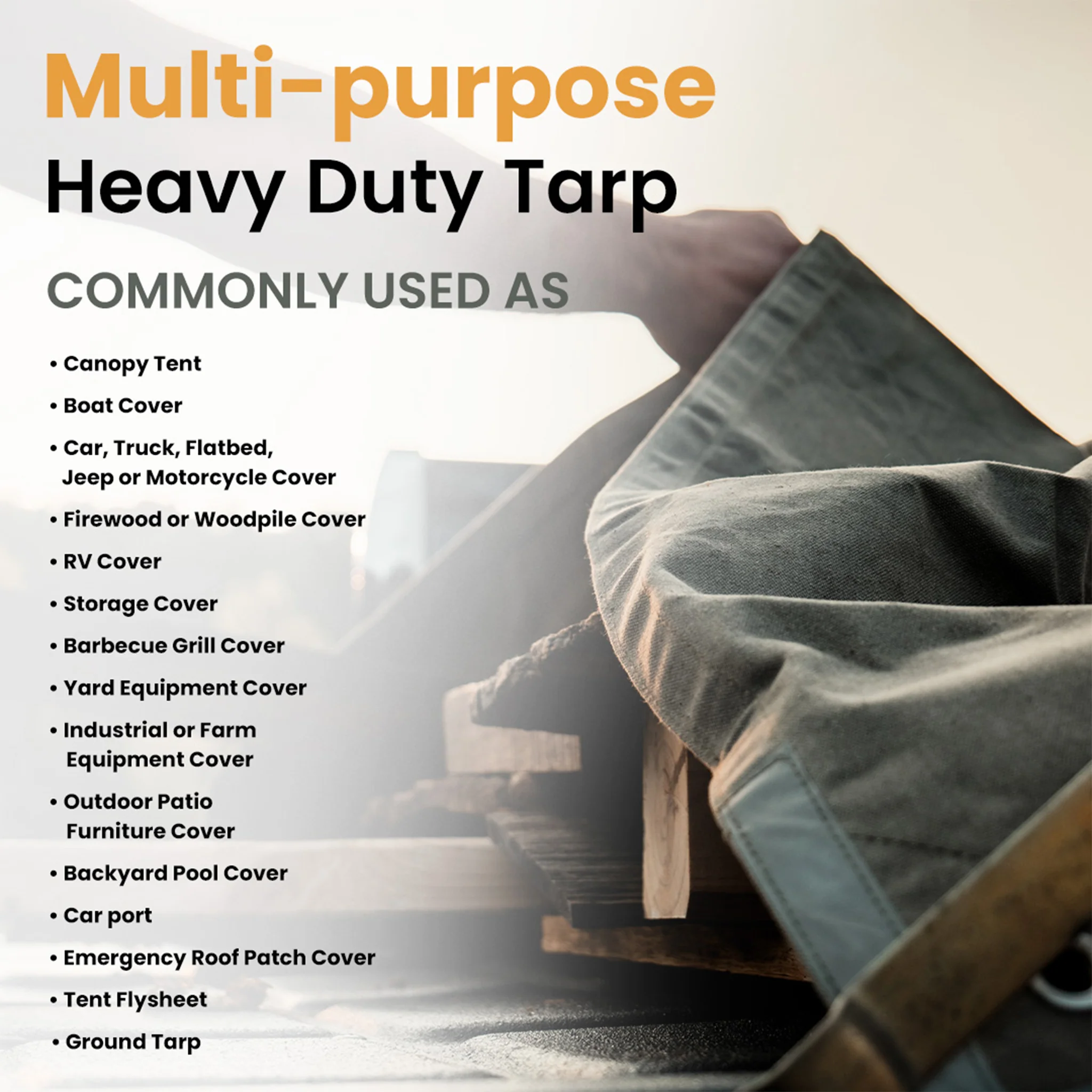 7' x 9' Canvas Tarp – 100% Cotton, 18 oz Heavy-Duty - Image 19